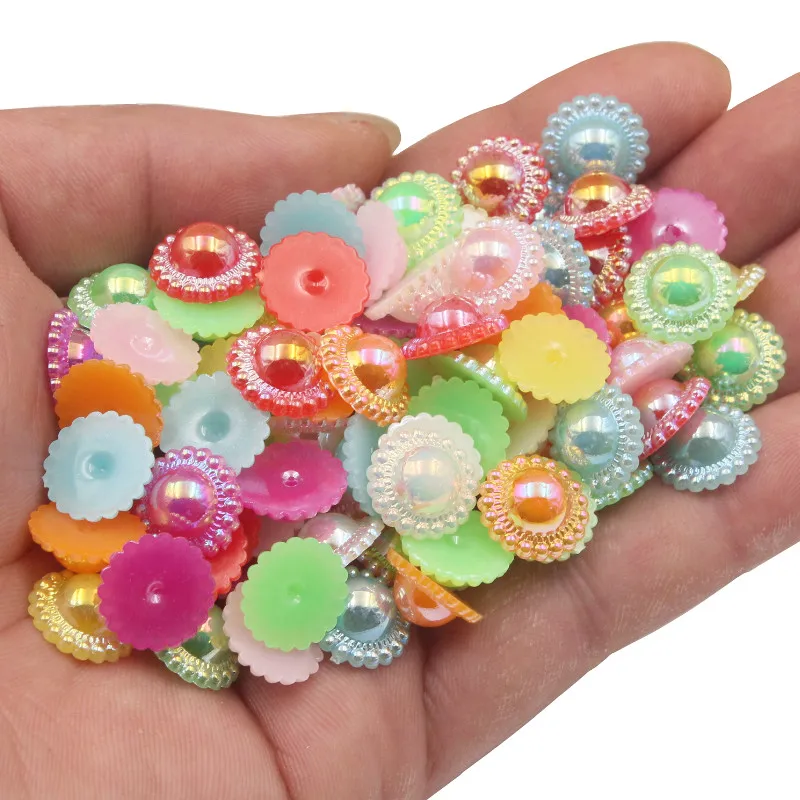 50-300PCS Flat Plastic Beads Lmitation Pearls For Clothing Bag Decoration Accessories DIY Handmade Make Hairpin Crafts Material