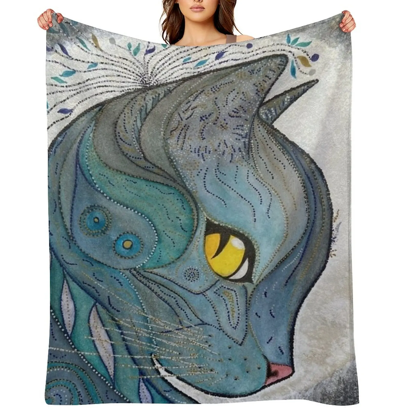 

Moon Cat Throw Blanket Quilt Multi-Purpose For Decorative Sofa Blankets