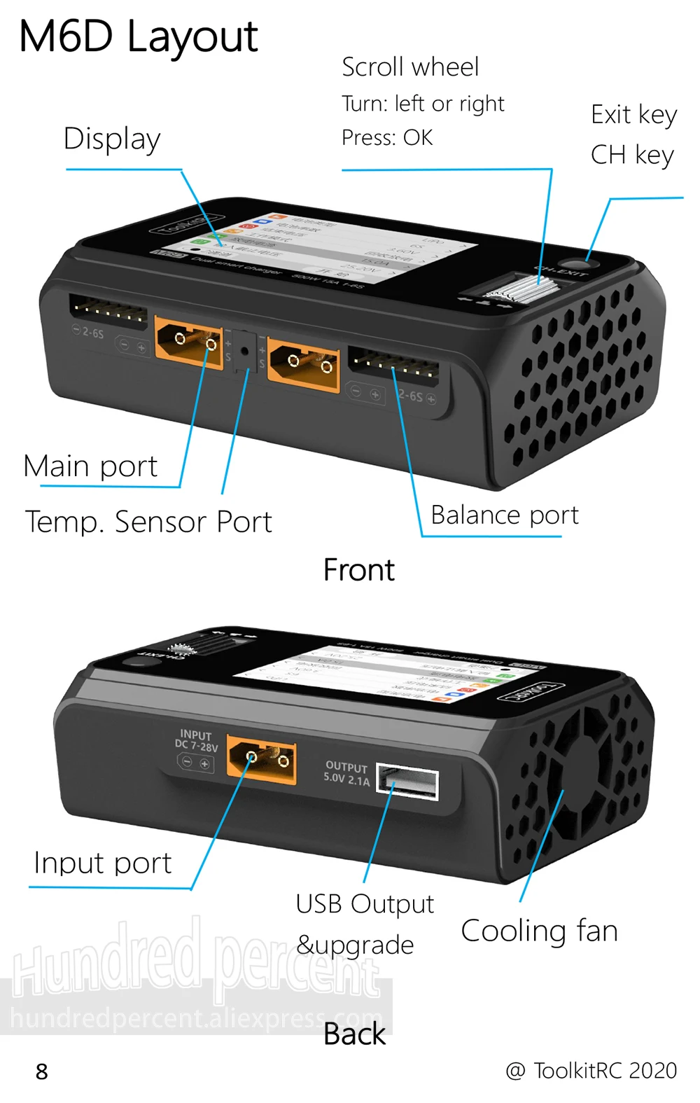 ToolkitRC M6D V3 500W 15A DC Dual Channel MINI Smart Ladegerät Entlader Für 1-6S Lipo Batterie FPV Modell Ersatzteil Ersetzen – Detail 11