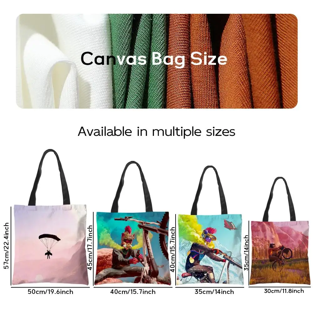 Storage Bags Linen Shopper Reusable Tote Grocery Storage Bag Portable Large Capacity Extreme Sports games R-riders republic