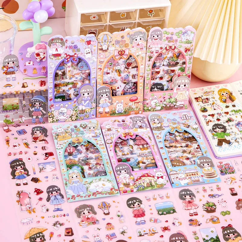 

4pcs/pack Cartoon Girl Decorative stickers cute diy material sticke Scrapbooking DIY Diary Album creative Planner sticker