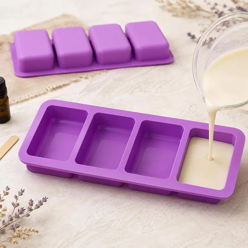 Silikonform für einfache Seife: Oval, Rechteckig, Rund – Handgemachte Lotion- und Badezusätze, Kuchen-, Schokoladen-, Brot-, Wachs- und Eiswürfelform – Detail 5