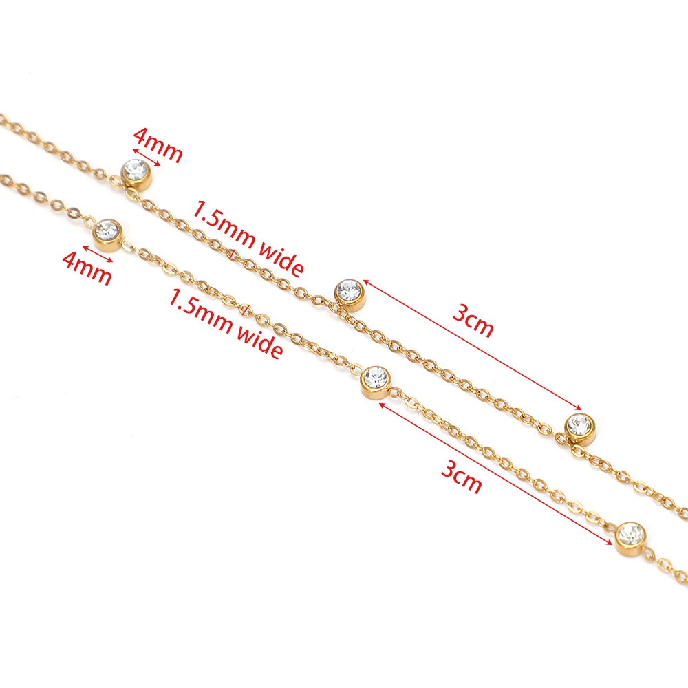1 Meter PVD 18K vergoldete Edelstahl-Zirkon-Flachketten für DIY-Schmuckherstellung, Halsketten, Körperketten, Armbandzubehör – Detail 1