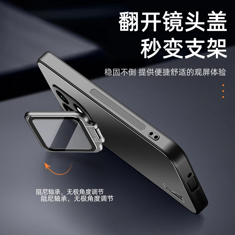 

For OnePlus 15 Case Luxury Fold Invisible Holder Camera Protection Anti-Fingerprint Aluminum Alloy Matte Feel Shockproof Cover