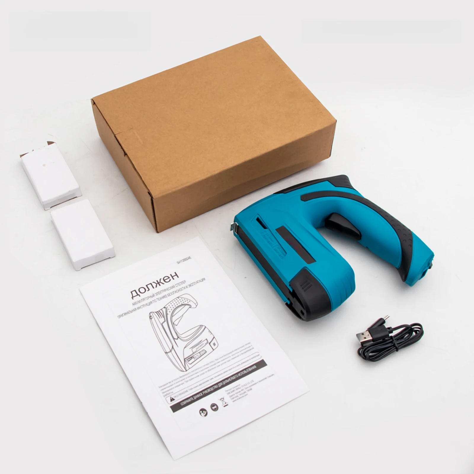 

Electric Nail Gun 2 in1 Portable Furniture Pneumatic Gun Air Nail Gun LED Light with 2000pcs Staples Nail Gun DIY Tools