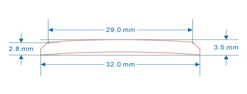 32*3,5*2,8mm Doppelkuppel-Saphirglas Blau/Rot/Klar mit AR-Beschichtung Uhrenteile Ersatz – Detail 1