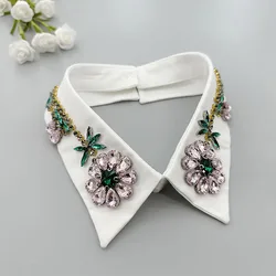 Beading Fake Collar Women Elegant Diamond Detachable Collars for Woman False Shawl Shoulder Wrap Lapel False Collars Woman Tie