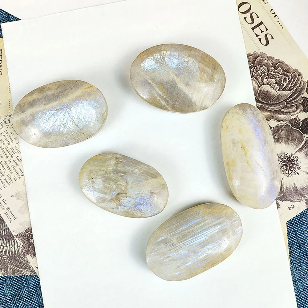 Natural Quarts Blue Moonstone Palm Stone: What MakesPressed Stones Truly Special for Daily Wellness and Home Harmony?