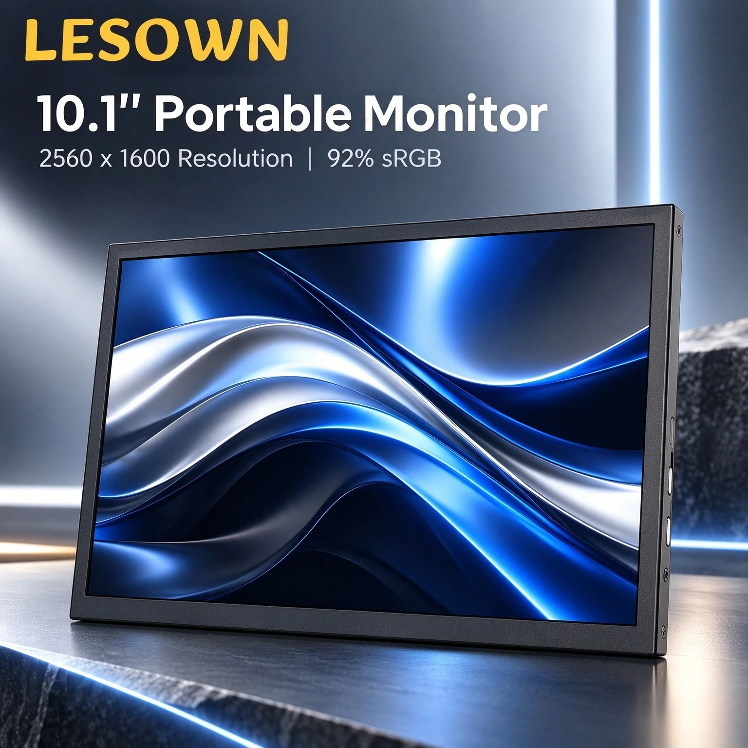 LESOWN 10.1 Inch 2.5K LCD Display Monitor 2560x1600 Dual Type C Mini HDTV Aluminum Screen for Industrial PC Embedded System