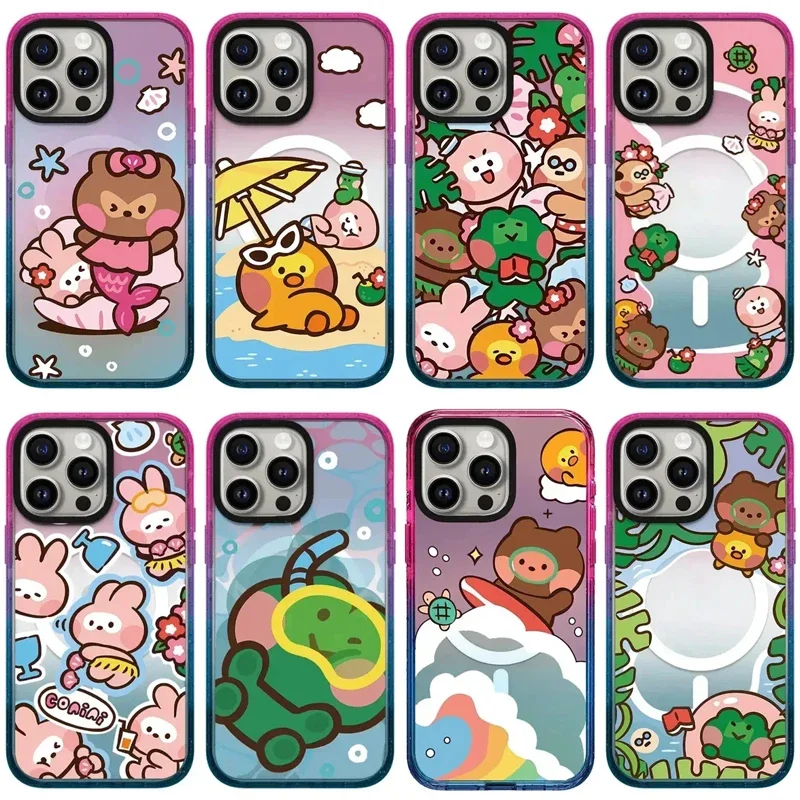 

2.5 Acrylic Colorful Border Cartoon Summer Diving iPhone 12 13 14 15 Pro Max Case - Protective iPhone Case