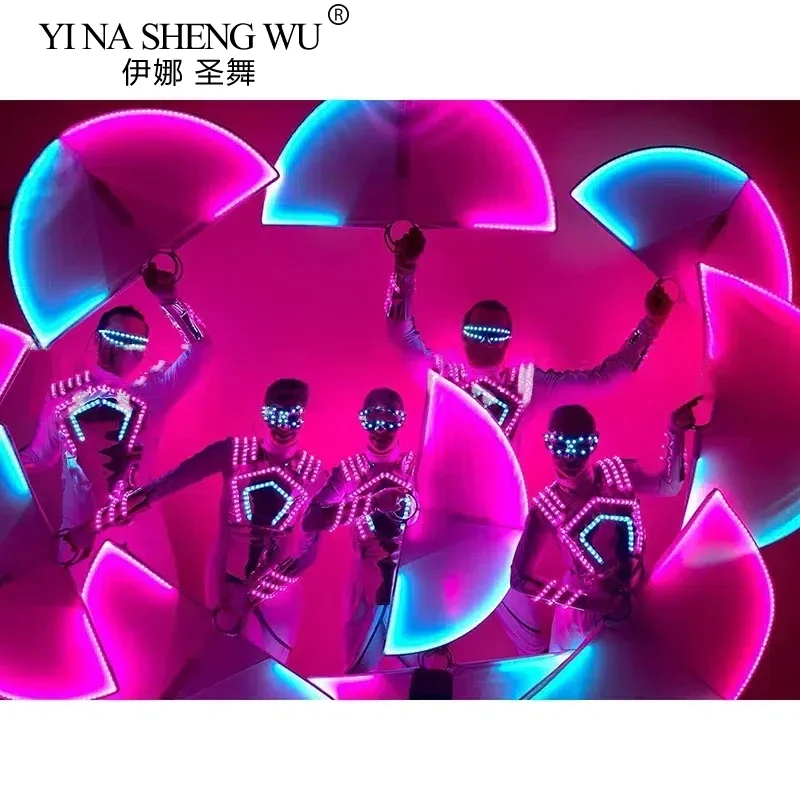 LED Luminous Fan Stage Performance Props Party Decoration Semicircle Fan for Jazz Dance Bar Nightclub Atmosphere Creative Props