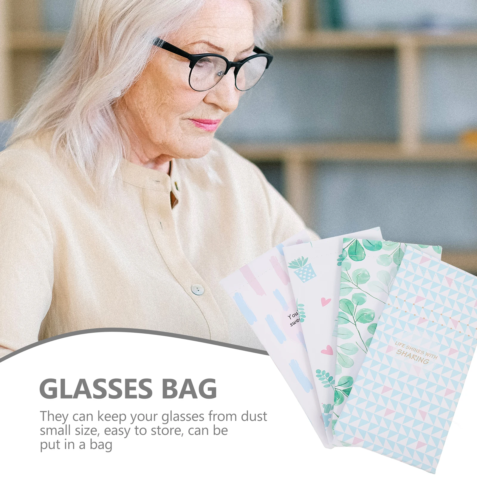 

4pcs Glasses Bag Sunglasses Case Eyeglass Pouch Portable Travel Holder Microfiber PU Material Protective Storage Solution For