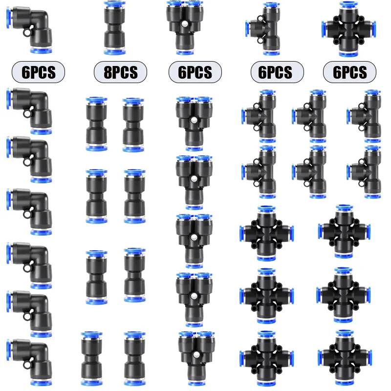 32pcs Quick Connect Hose Fitting Set - Elbow/Three-Way/Straight, General Thread for Pneumatic/Irrigation/Hydraulic