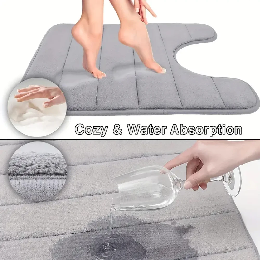 3 Mount/Set Bathroom Mat Non-slip Toilet Carpet Absorption Washable Bath Rug Bathtub Shower Rug Entrance Door Laundry Kitchen