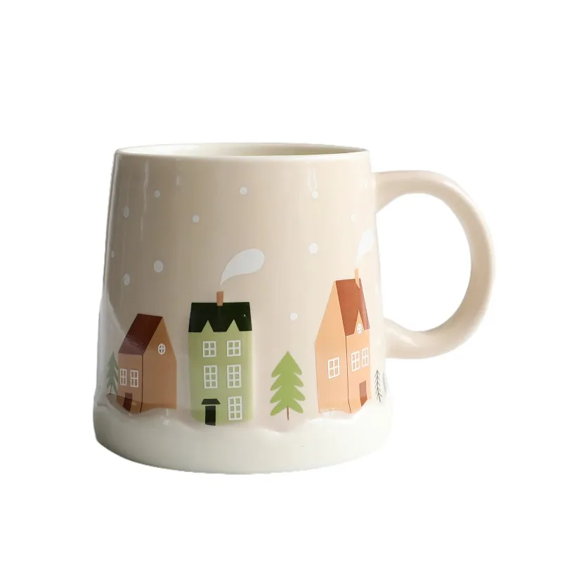 

Creative Christmas Gift Idea - 350ML Adorable Ceramic Mug with Coaster Set for Coffee & Tea, High Aesthetic Home Office Cup