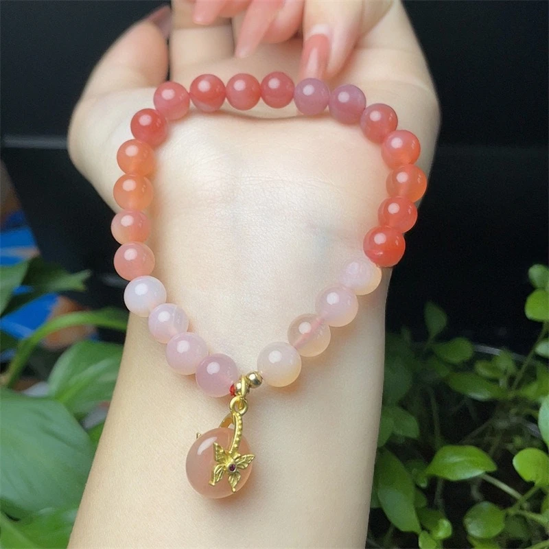 

Natural Salt Source Agate Gradual Change Color Bracelet DIY Safety Buckle Candy Color Chalcedony Bracelet