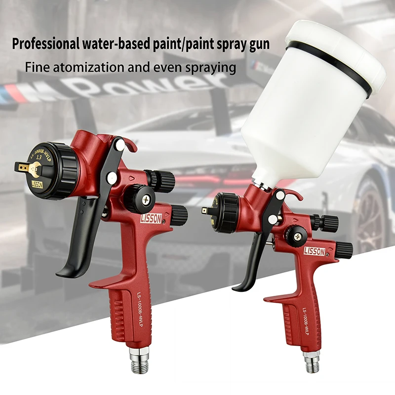 Professional HVLP Spray Gun with 1.3mm Nozzle, HVLP High Atomization Adjustable Flow Pneumatic Gravity Feed Paint Gun, for Cars,