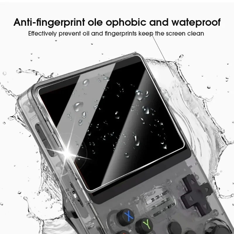 Protector de pantalla de vidrio templado 3 en 1 para consola de juegos R36S Retro, accesorios de mano con funda de almacenamiento de transporte