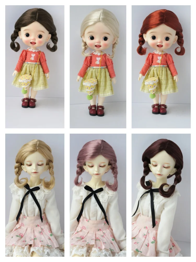 JD826 All Sizes Fashion Short Braids BJD Wig Doll Accessories  For OB11 YOSD MSD SD Blythe From 4-5inch to 9-10inch  Doll Hair