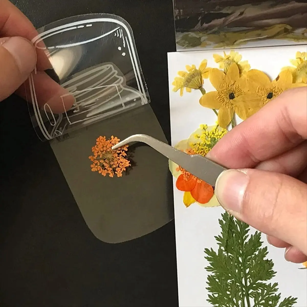 AA77 NEW 150PCS Transparent Dried Flower Bookmarks DIY Handmade Book Marks Glassware Stickers Flower Page Clips Stationery