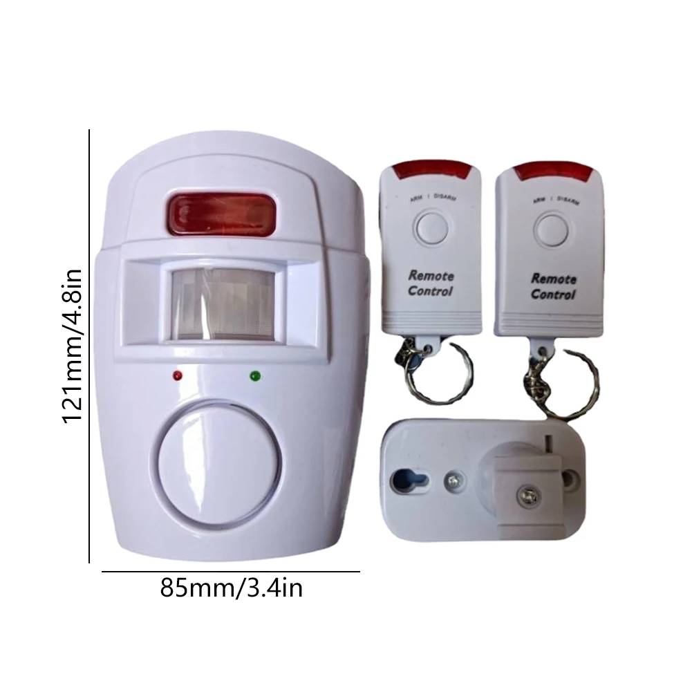 Motion Detector Alarm with 2 Remote Controls PIR Motion Sensor Detector Alarm Battery-powered for Door Shed Garage Caravan