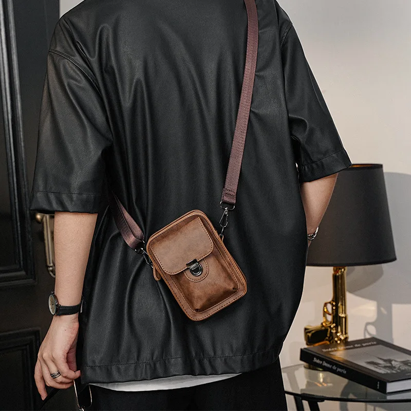 Vintage Mini Men\'s Crossbody Bag Fashion Shoulder Bag Men Mobile Phone Bag Casual Handbags Small Crossbody Shoulder Bag For Men