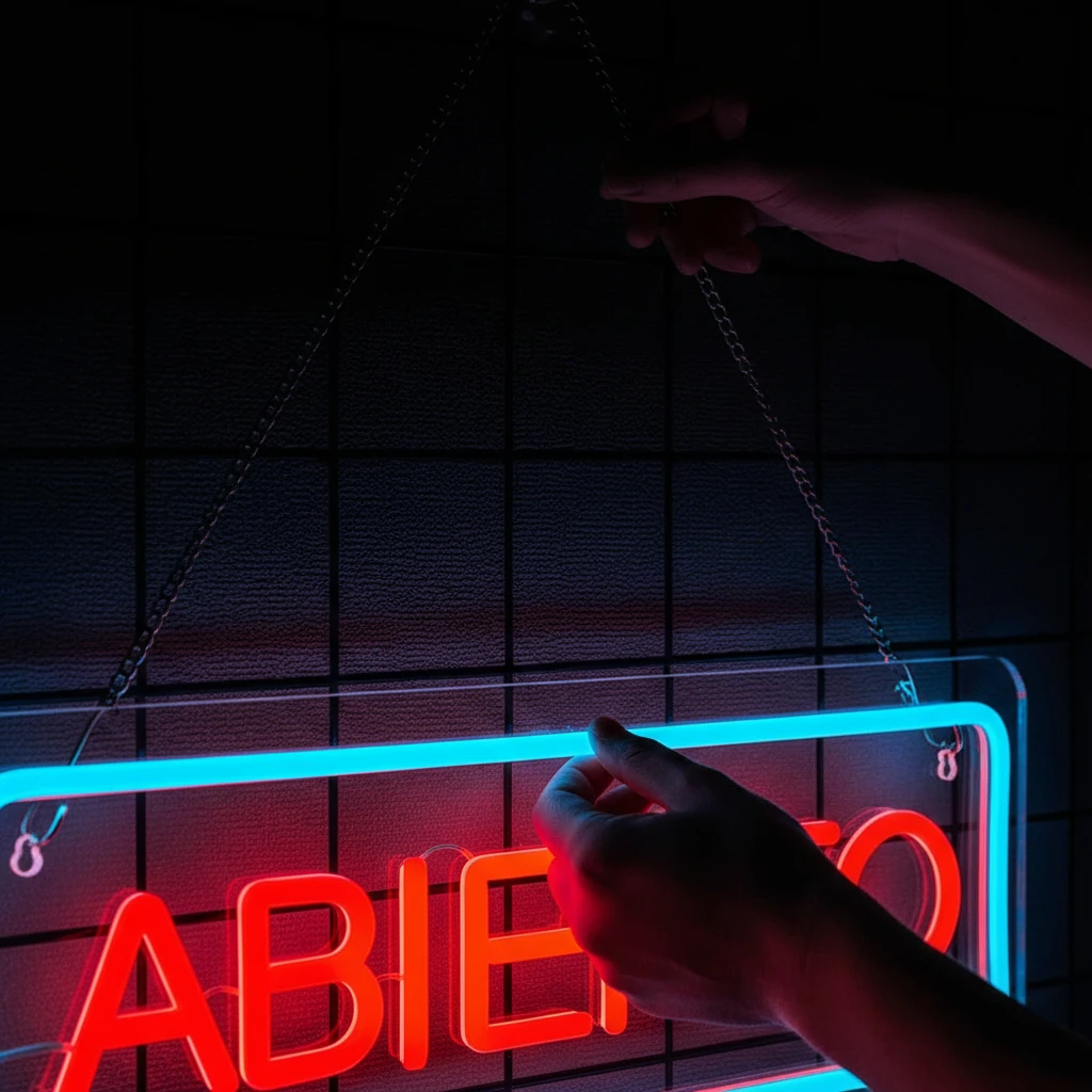 علامة Abierto Neon، علامات LED مفتوحة إسبانية للأعمال لمختلف المتاجر، مناسبة للتعليق على نافذة جدار المتجر كديكور الغرفة