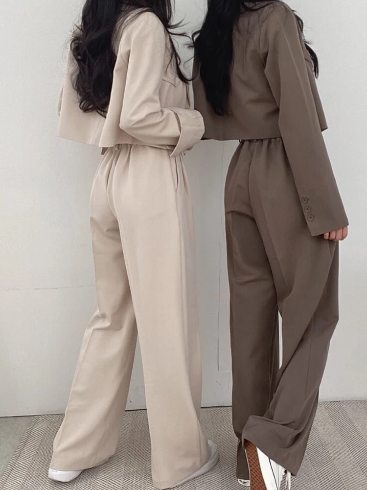 Faionable casual conjunto de terno feminino primavera 2024 solto longo sve conjunto de duas peças ele outerwear e calças conjunto