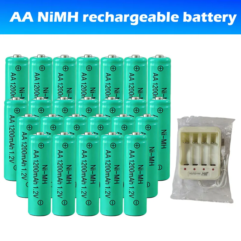 100% original capacity 1200mAh AA NiMH rechargeable battery green 1.2V for LED lights flashlight solar lights remote control