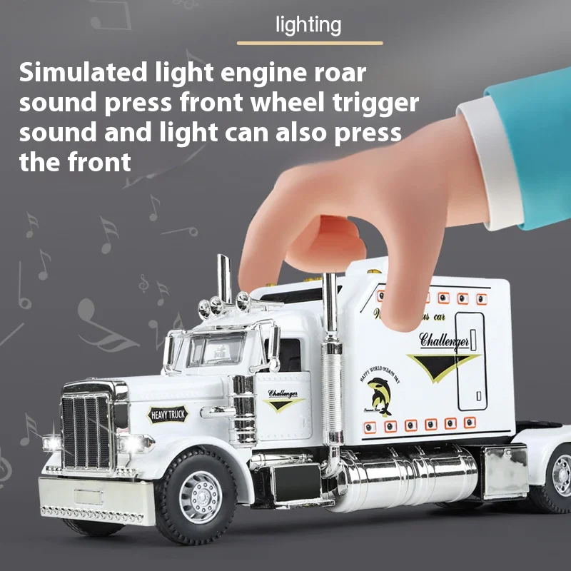 1:24 بيتر بيلت 389 نصف مقطورة مقطورة نموذج الصوت والضوء قوة العودة محاكاة لعبة معدنية سيارة الصبي سبيكة سيارة هدية مزخرفة