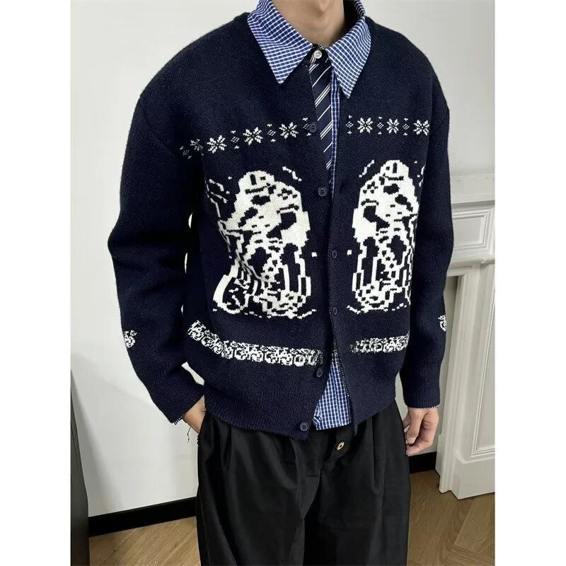 

Мужская зимняя толстовка-бомбер с объемной вышивкой в стиле хип-хоп, вязаная, с длинными рукавами, свободного кроя, с круглым вырезом, в уличном стиле