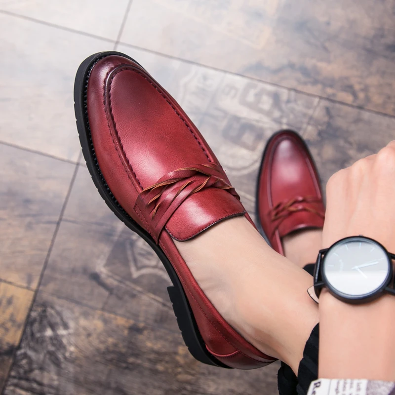 Men New Classic Lefu Shoes Black Brown One Step Outdoor Comfortable Driving Dress Shoes Lazy Fit Bean Shoes Size 38-44 Men Shoes