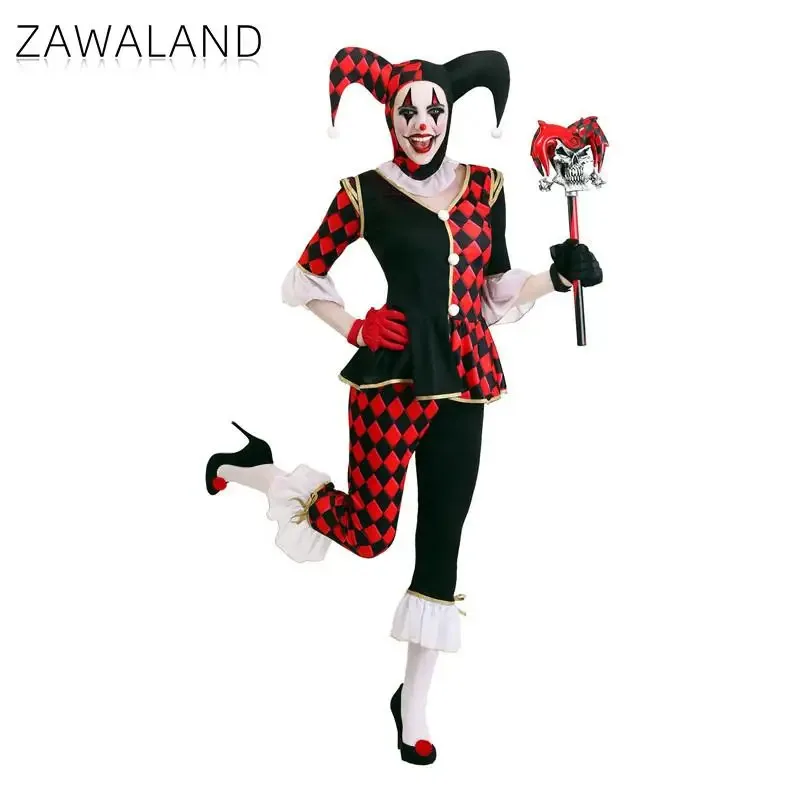 Zawaland 할로윈 여성 남성 파티 무서운 서커스 의상 세트 카니발 코스프레 영화 광대 복장 의상 .nb5