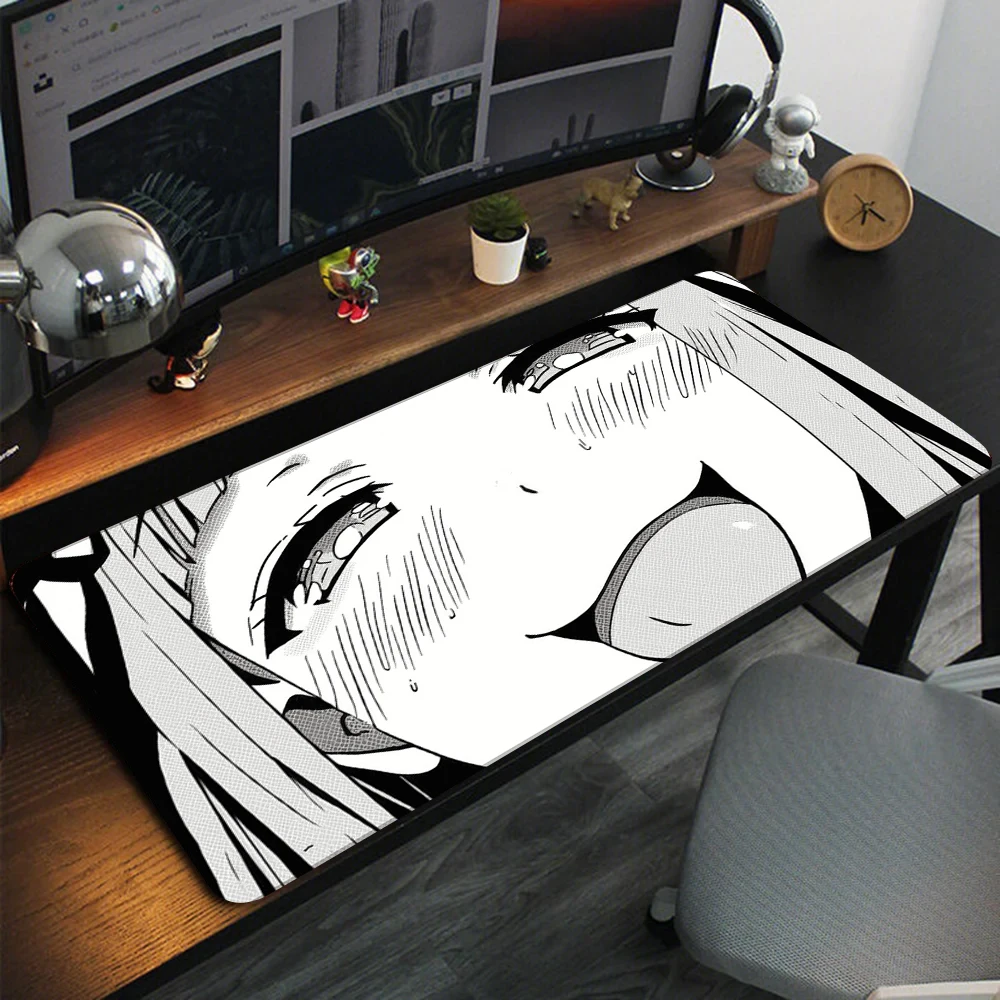 Comic Girl Expression Mouse Pad Large Computer Office Game Table Mats XXL Rubber Anti-slip Gaming Keyboard Mat Long PC Desk Pads