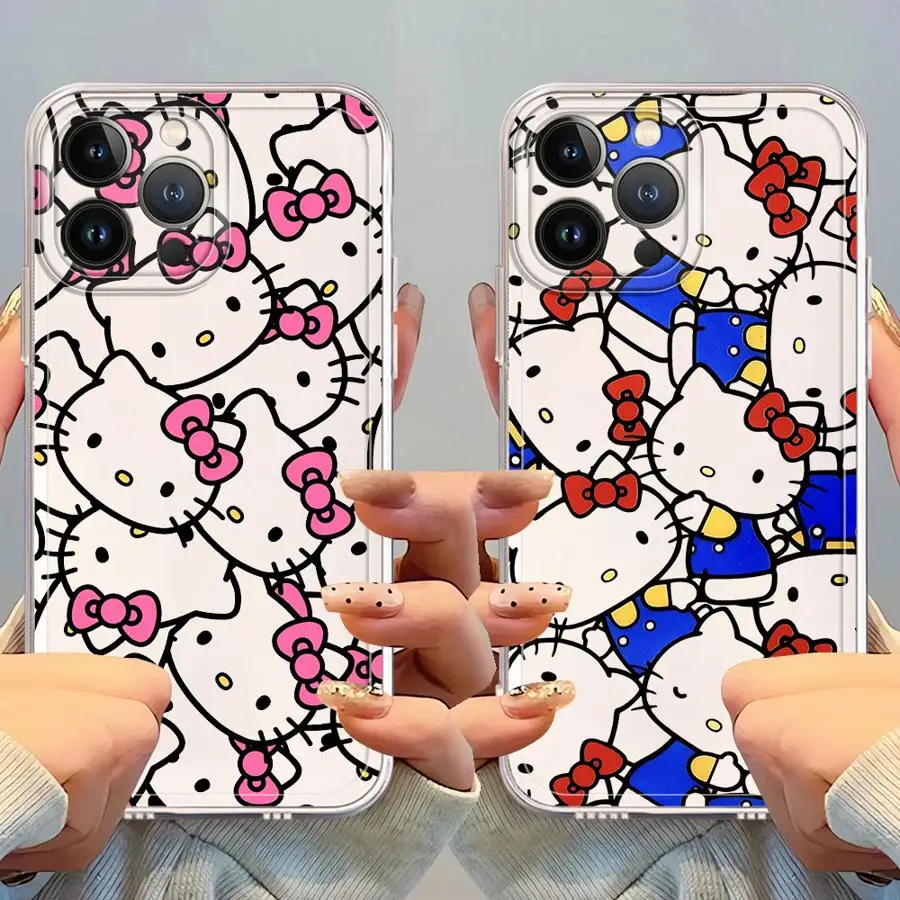 

Fashion Hello Kitty Soft Phone Cover Case for iPhone 17 Pro Max 7 8 11 13 Pro Air XR 15 14 Plus 16 12 Mini XS Max