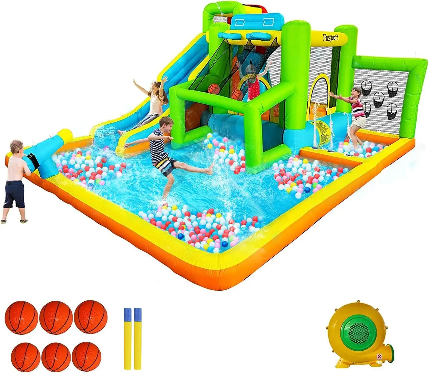 Inflatable Bounce House Water Slide, 9 in 1 Bounce House for Kids Indoor Outdoor Bouncy House with 550W Blower, Water Bounce Hou