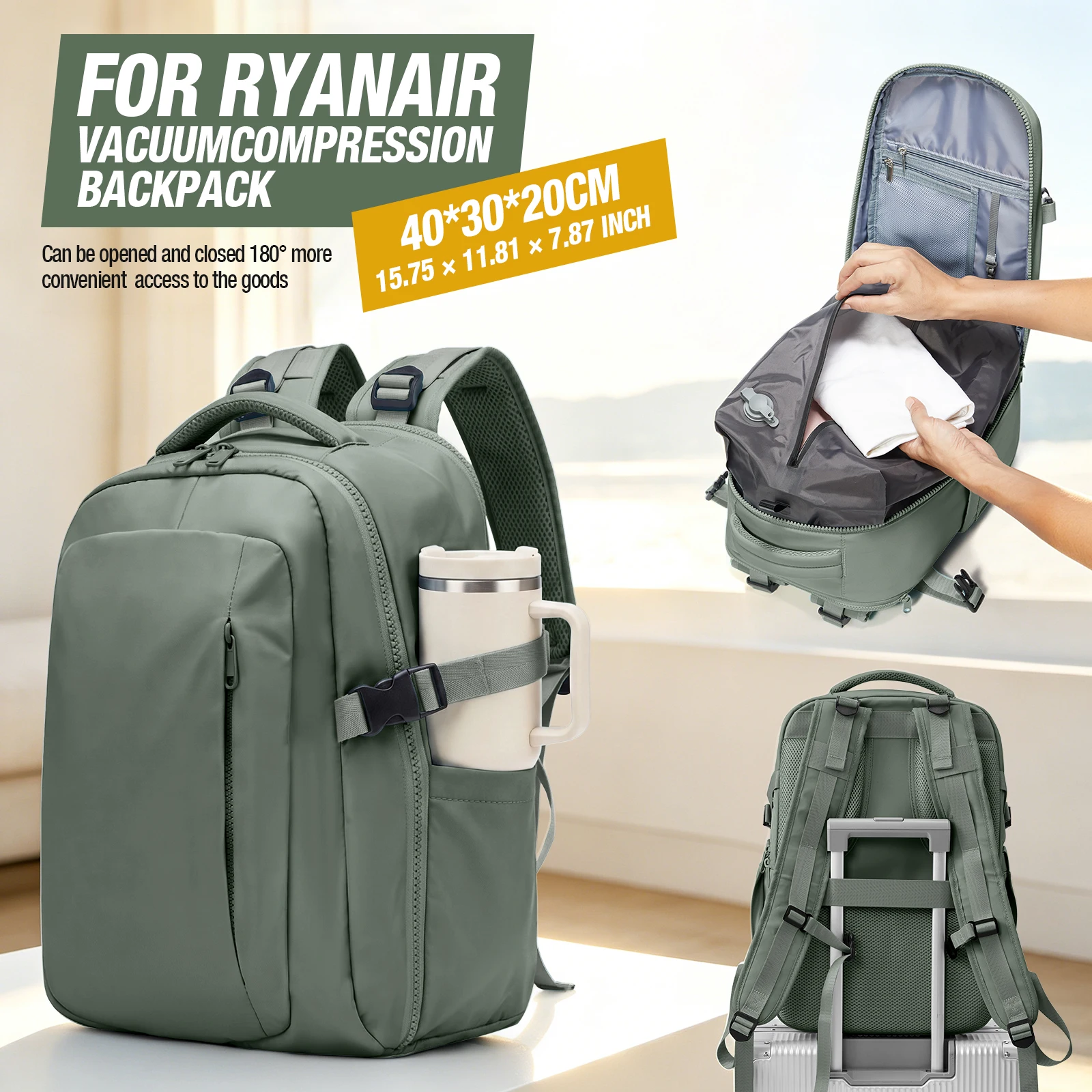 Vacuum Backpack Carry-on Luggage 40x30x20 Ryanair Wizzair Easyjet Travel Backpack Cabin Airplane Carrying Backpack Laptop Bag