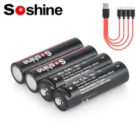 Soshine Lithium 3500mWh USB Battery Li-ion AA Rechargeable Batteries 3500mWh Battery for Keyboard Thermometer Toys MP3 Player