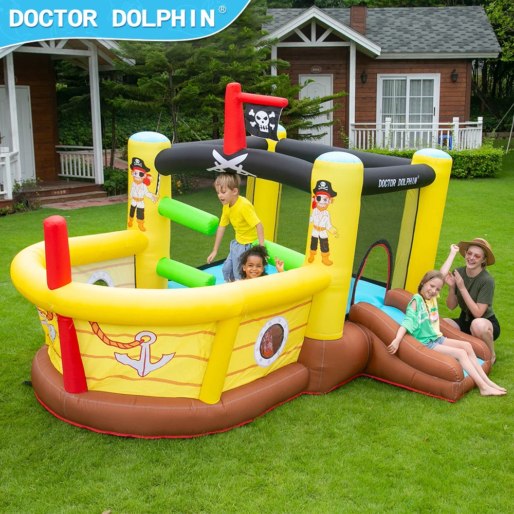 Doctor Dolphin Inflatable Bounce House Mini Bouncy House For Kids Bady With Blower Ball Pool Kids Birthday Party Toys Gift