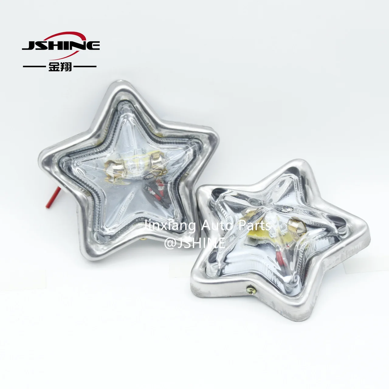 2PCS White Glass Lens Star Semi Truck Lights DC 24V