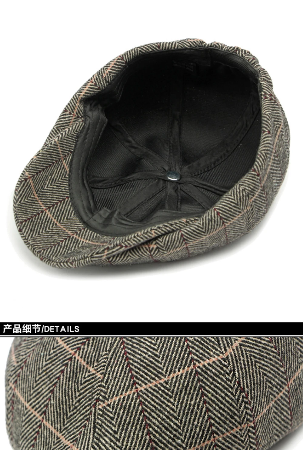 HT4557 Männer Frauen Berets Neue Herbst Winter Hut Retro Achteckige Flache Kappe Künstler Maler Baskenmütze Hut Männlich Weiblich Plaid Ivy Baskenmütze Kappe – Detail 12