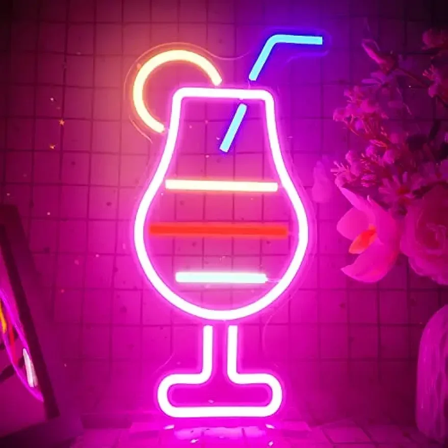 

Cocktail Neon Sign for Wall Decor LED Neon Bar Signs for Bedroom Man Cave Decoration Bright Pink Teen Girls Boys Birthady Gifts
