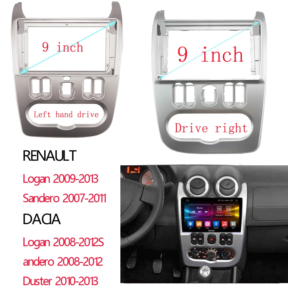 2 din Car Radio Fascia for RENAULT Logan Sandero DACIA Duster Double din Radio Fascia Frame Adapter CD Panel Dash Trim Bezel