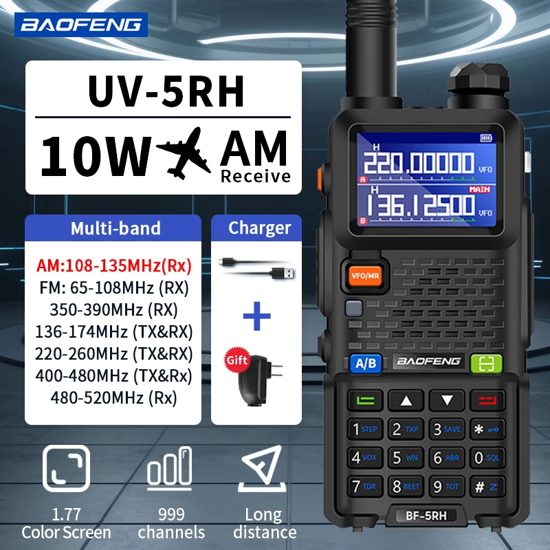 Baofeng UV-5RH الهواء الفرقة اسلكية تخاطب 10 واط متعدد الموجات اللاسلكية نسخة تردد طويلة المدى استقبال اتجاهين المحمولة UV5RM هام راديو