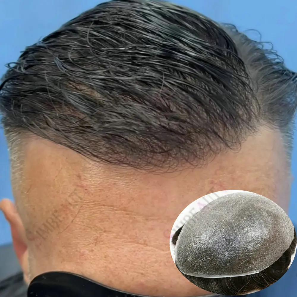 

Ультратонкая кожа, 0,02 мм, плотность 80%, мужской парик, коричневый, черный, серый210 # 1b80Перская система волос Необнаружимый натуральный протез для линии роста волос