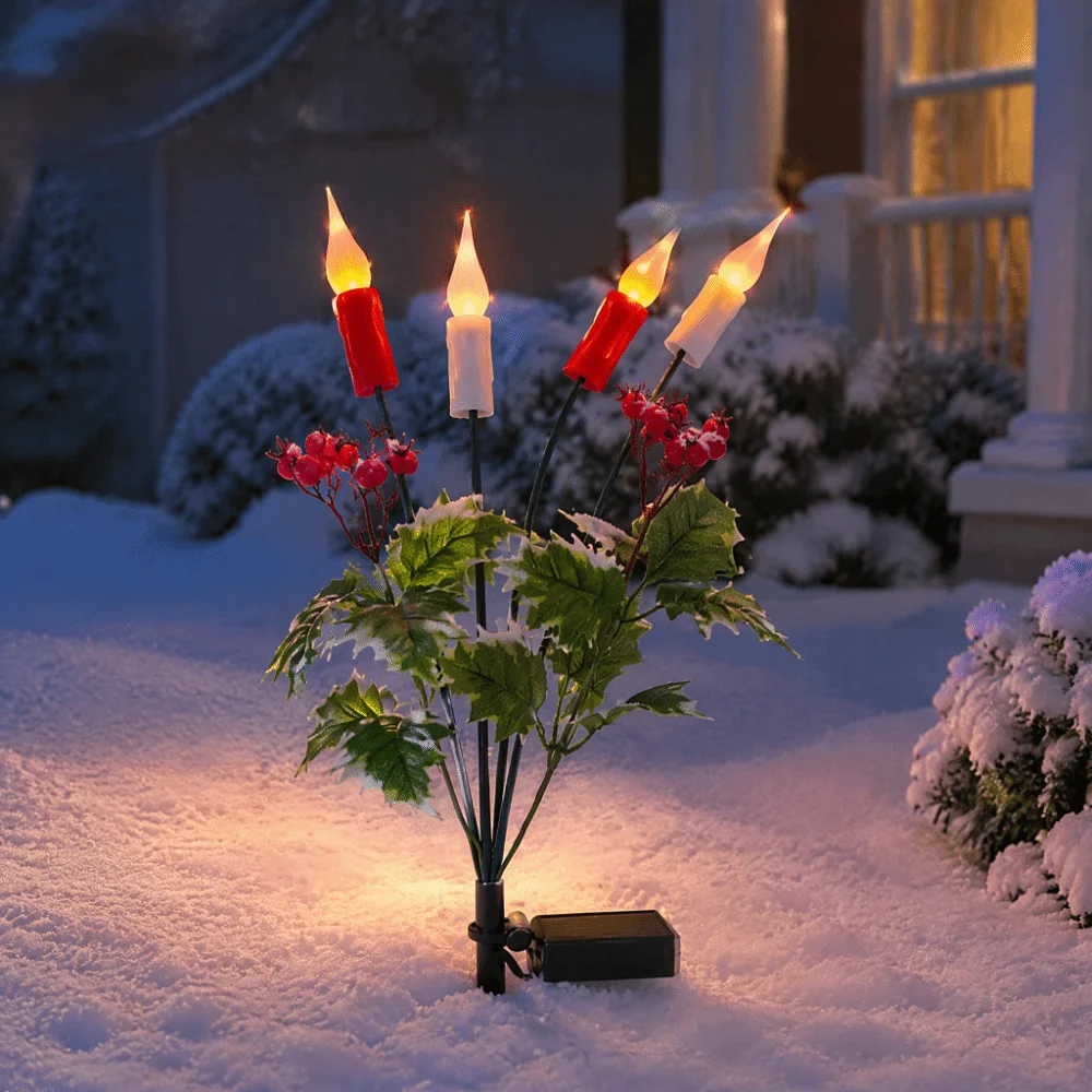 Waterproof Solar Candle Lamp LED Stake Light Solar Powered LED Light Simulation Candle Weather Resistant Solar Garden Lamp