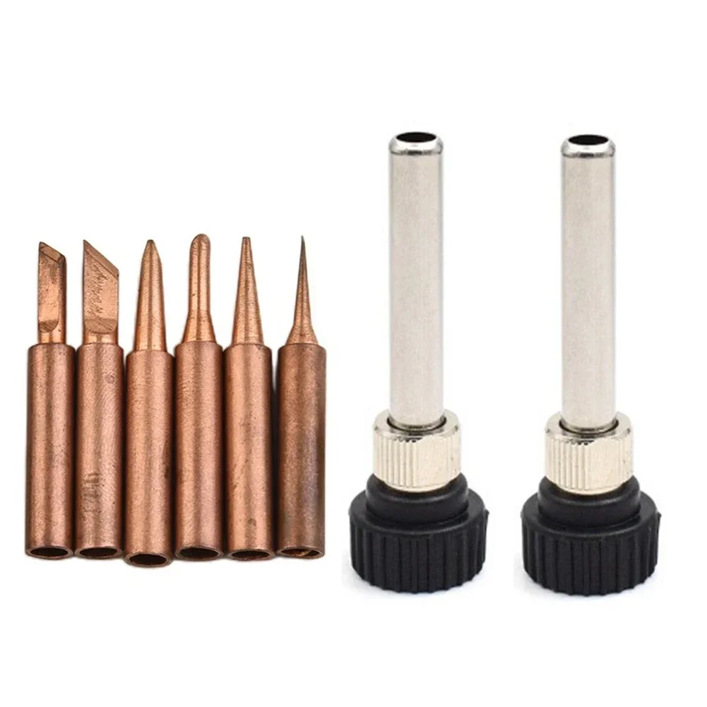 8PCS Copper 900M-T Soldering Iron Tip & Handle Set For 936 937 938 969 8586 852D Soldering Station Welding & Soldering Supplies