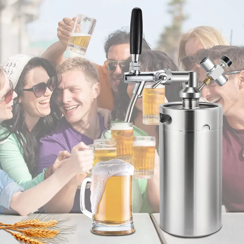 Beer Tap System Mini Keg Spear Adjustable Beer Faucet Co2 Charger For Beer Keg Growler Beer Dispenser System to Keep Carbonation