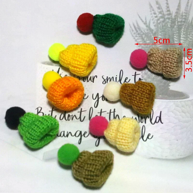 10Pcs 3.5CM Mixed Woolen Yarn Mini Hat Cap Headwear Garment Doll Craft Materials Color Random
