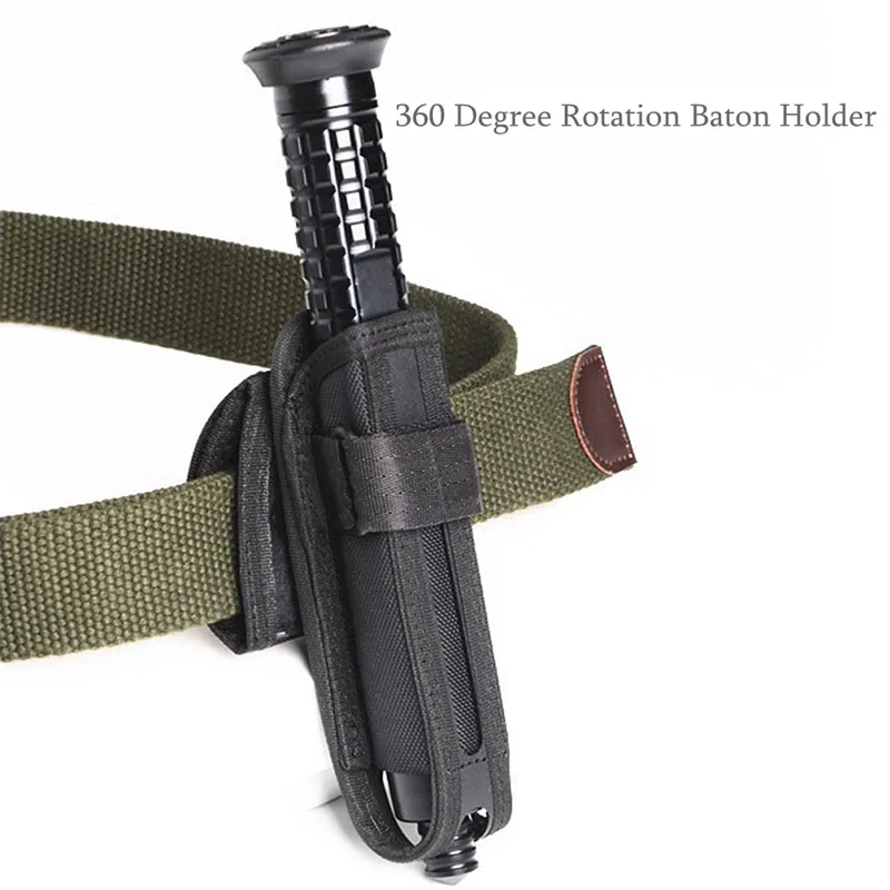 Tactical 360 Degree Rotation Baton Holder  Expandable Baton Holster Flashlight Pouch Bag Defense Hunting Accessories